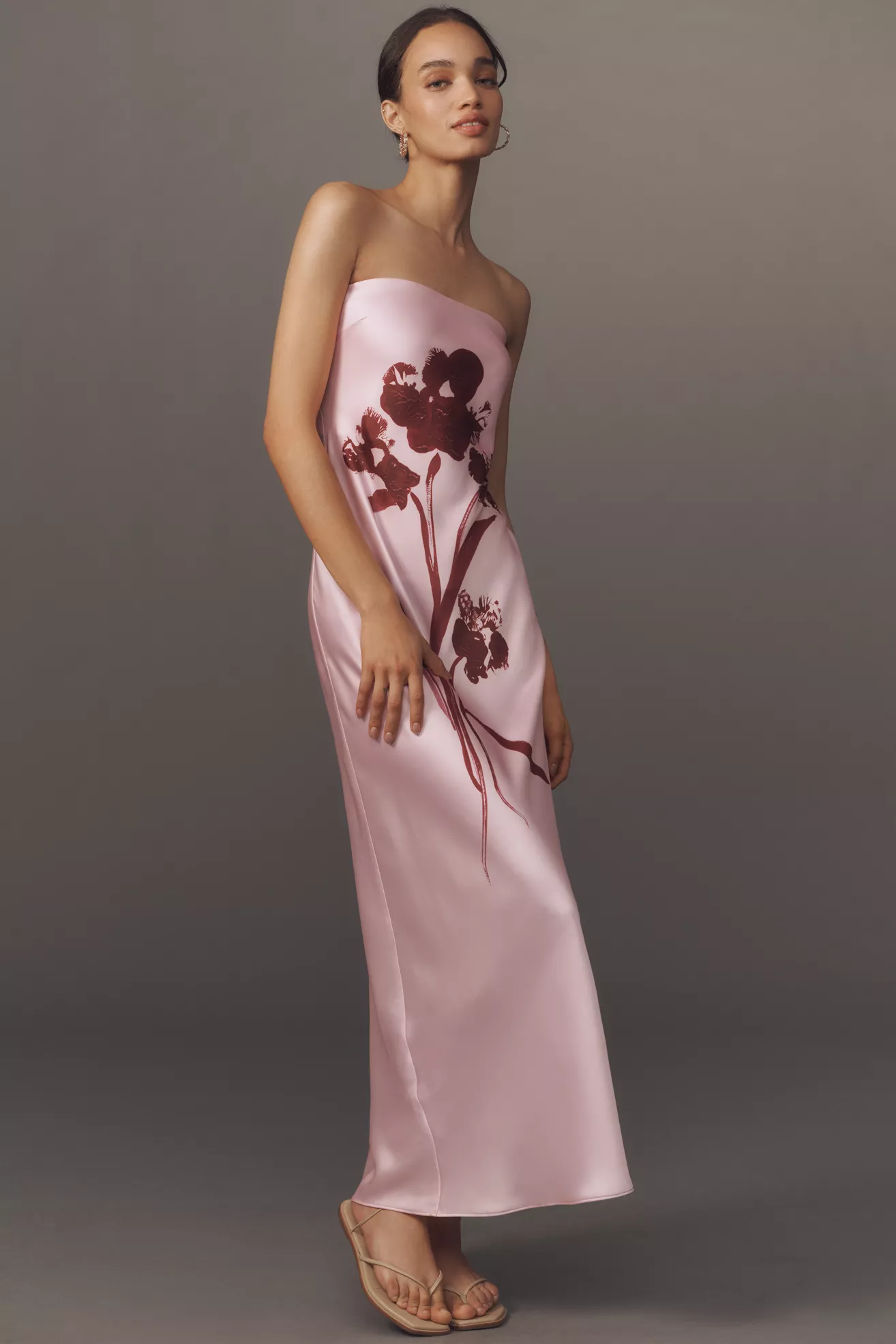 The Fleur Strapless Satin Maxi Slip Dress