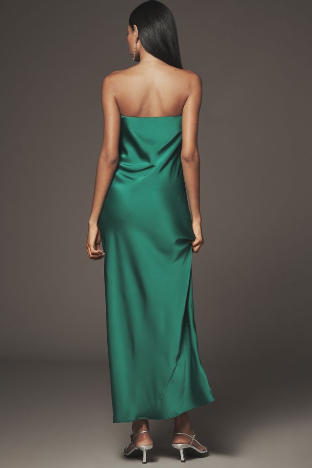 The Fleur Strapless Satin Maxi Slip Dress #1