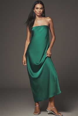 BHLDN Emma High-Neck Satin Maxi Gown