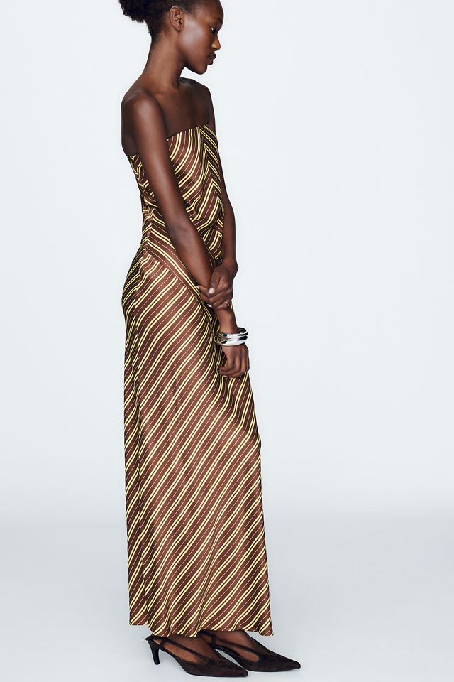 Fleur Strapless Satin Maxi Slip Dress #1