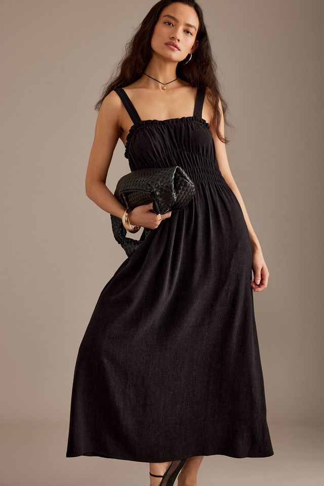 chinese dress ladies Dante Ruched Linen Midi Dress / White | Meshki