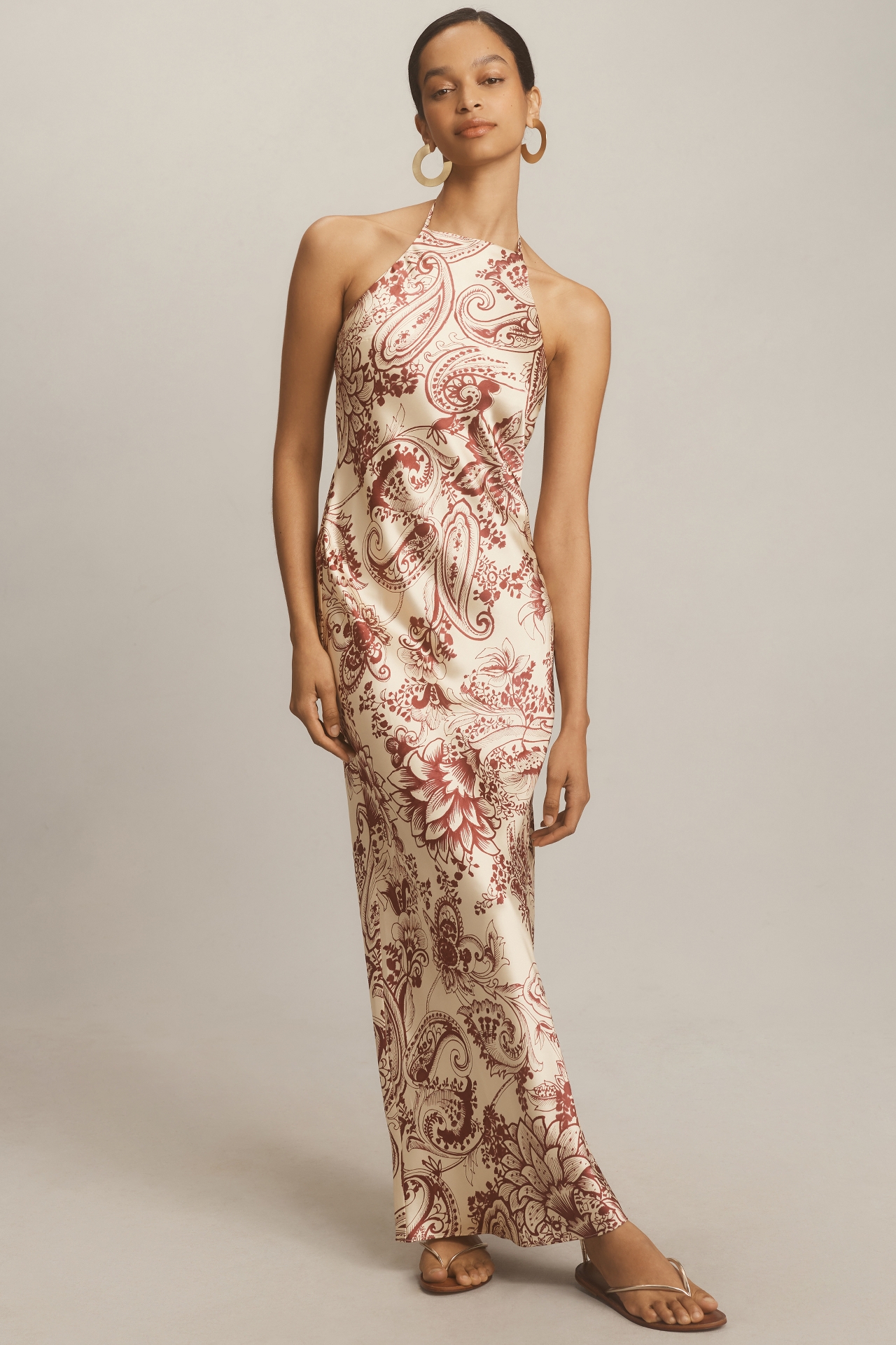 By Anthropologie Halter Printed Maxi Dress