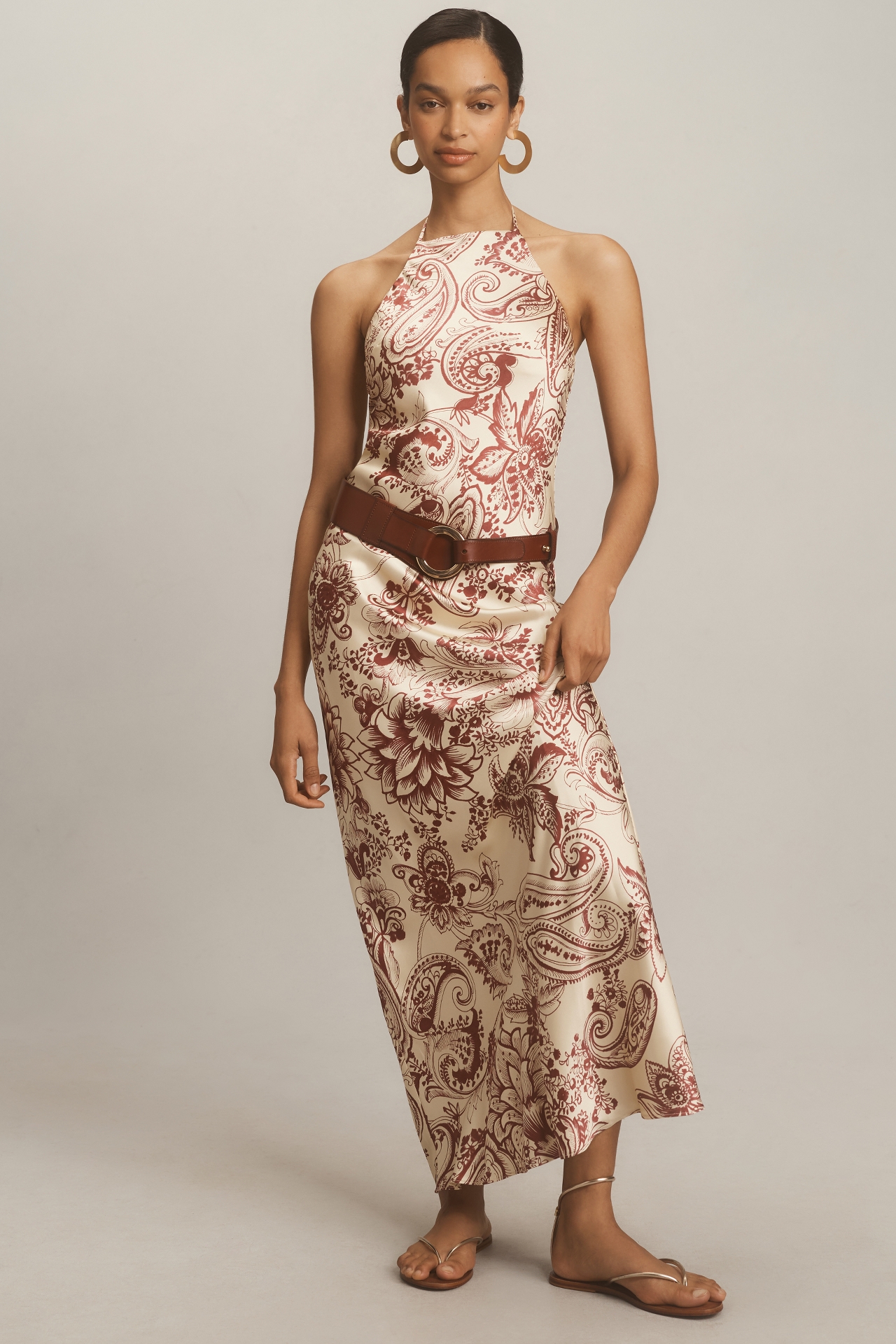 By Anthropologie Halter Printed Maxi Dress