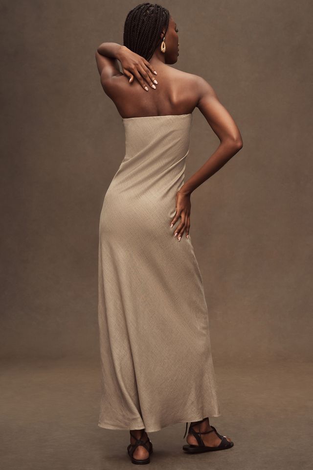 The Fleur Strapless Maxi Slip Dress: Linen Edition | Anthropologie