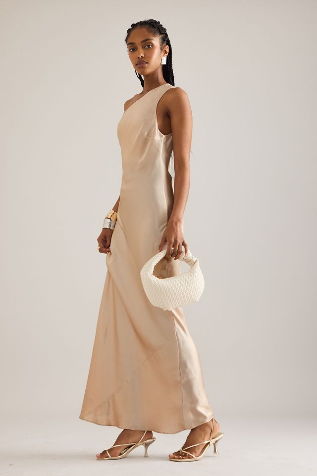La Robe Maxi Slip Lily en Satin à Une Épaule #4