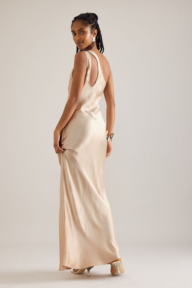 La Robe Maxi Slip Lily en Satin à Une Épaule #1