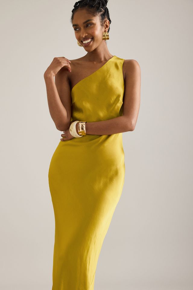 The Lily One-Shoulder Satin Maxi Slip Dress #4