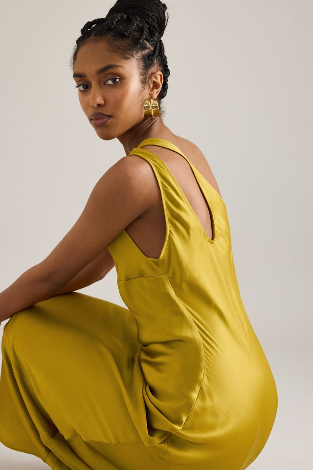 The Lily One-Shoulder Satin Maxi Slip Dress #3