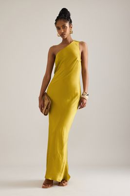 Das Lily One-Shoulder Satin Maxi Slip Kleid