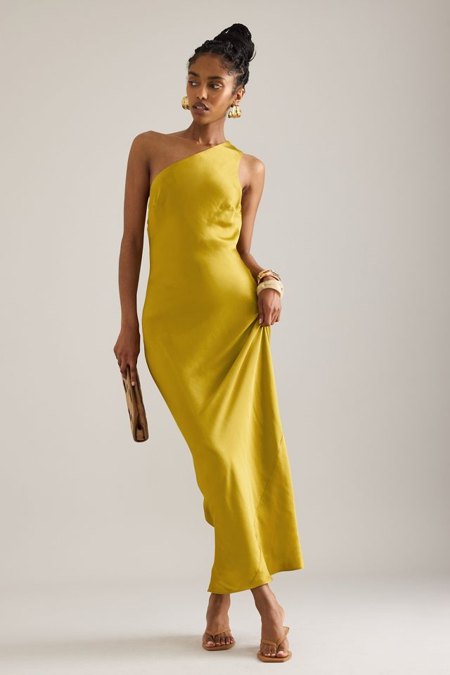 The Lily One-Shoulder Satin Maxi Slip Dress #2