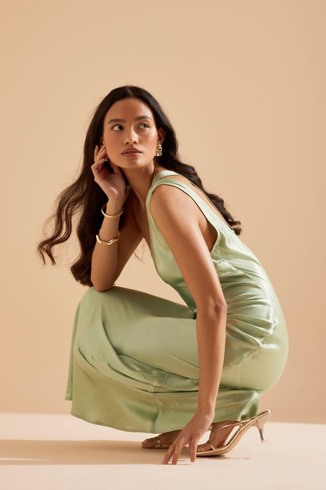 La Robe Maxi Slip Lily en Satin à Une Épaule #2