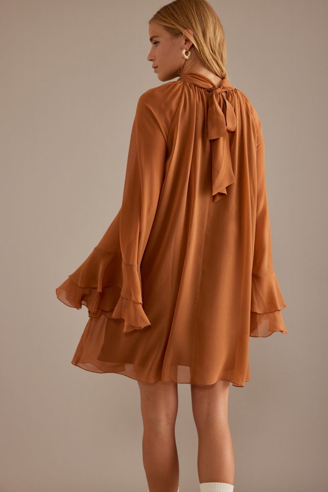 By Anthropologie High-Neck Ruffle Chiffon Mini Dress #2