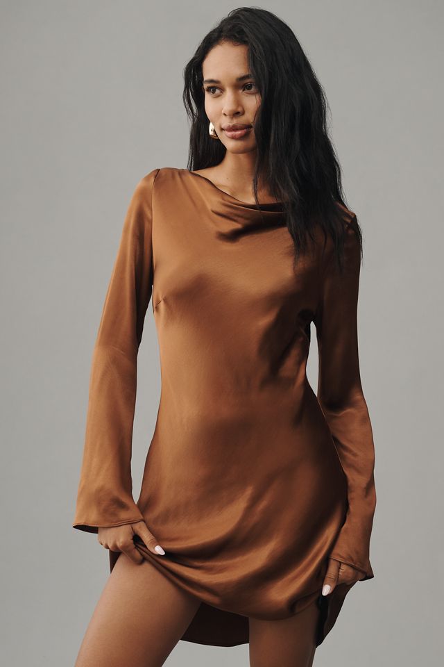 By Anthropologie Long-Sleeve Cowl-Neck Mini Dress #2