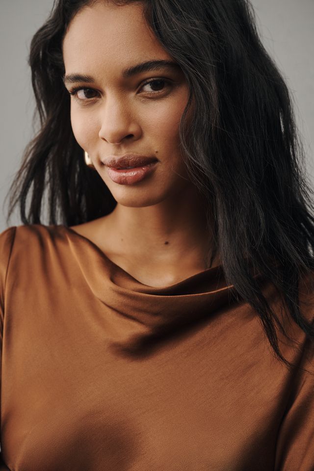 By Anthropologie Long-Sleeve Cowl-Neck Mini Dress #3