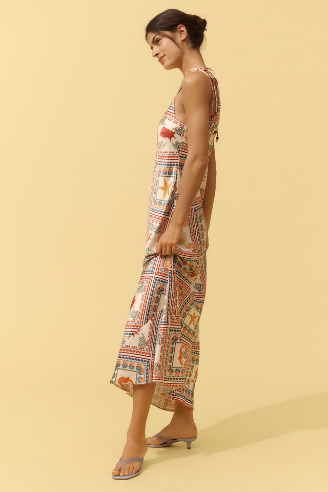 By Anthropologie Tie-Neck Column Midi Dress
