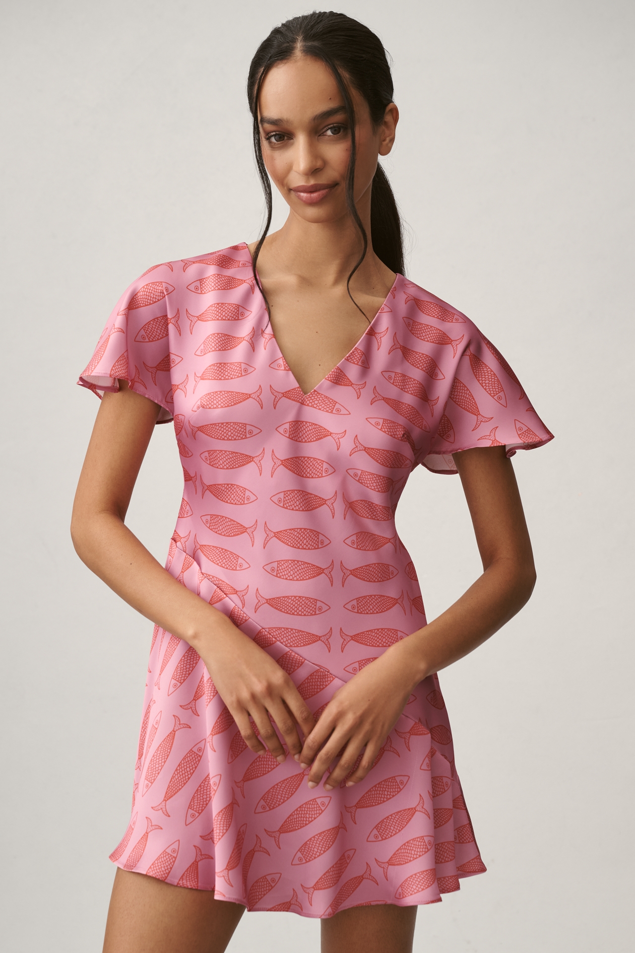 By Anthropologie Short-Sleeve V-Neck Mini Dress