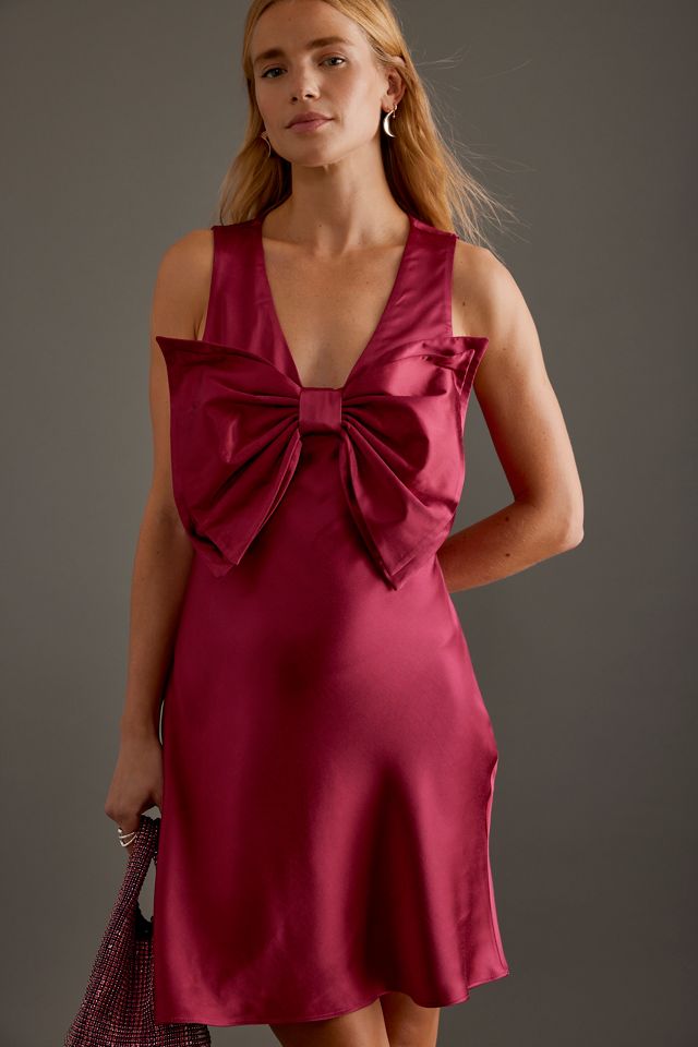 By Anthropologie Cindy Bow Satin Mini Dress  #3