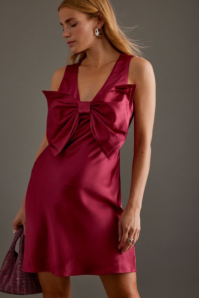 By Anthropologie Cindy Bow Satin Mini Dress  #5