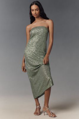 For Love & Lemons Adriana Silk Blend V-Neck Ruffle A-Line Maxi Dress