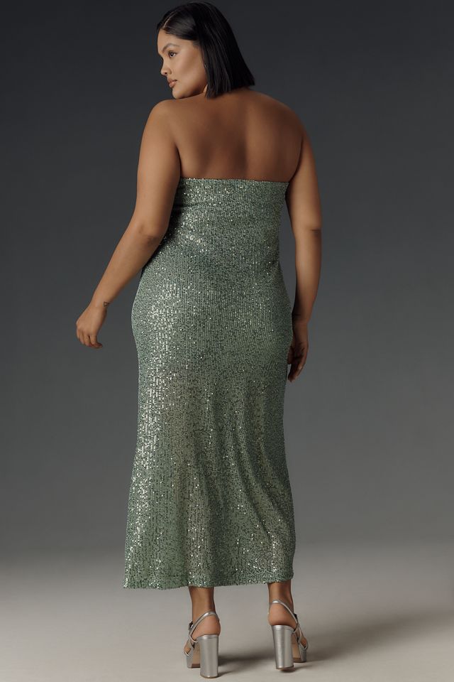 The Fleur Strapless Satin Maxi Slip Dress: Sequin Edition #4
