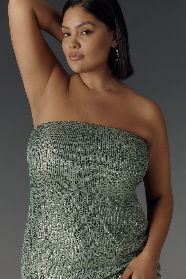 The Fleur Strapless Satin Maxi Slip Dress: Sequin Edition #5