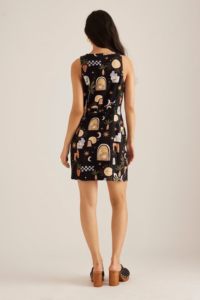 By Anthropologie Robe Mini en Mélange de Lin Imprimé Ibiza #3