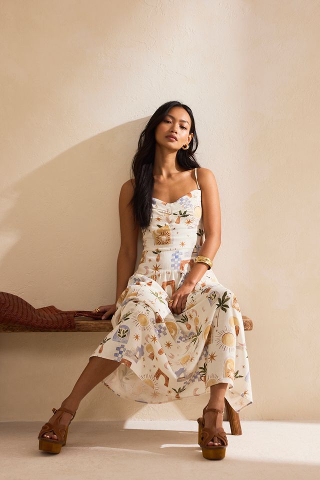 By Anthropologie Ibiza Print Ava Midi Kleid #1