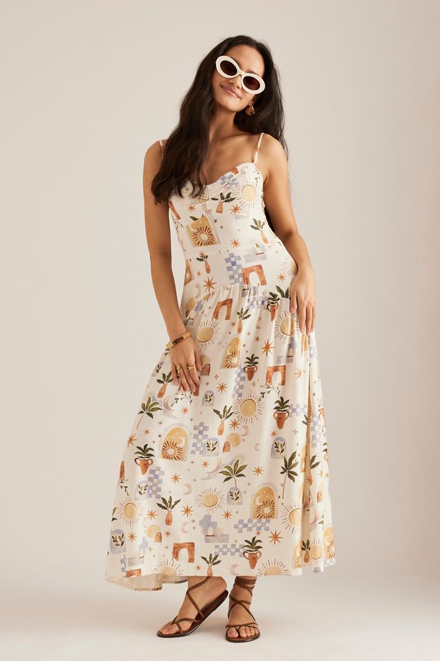 By Anthropologie Ibiza Print Ava Midi Kleid #4