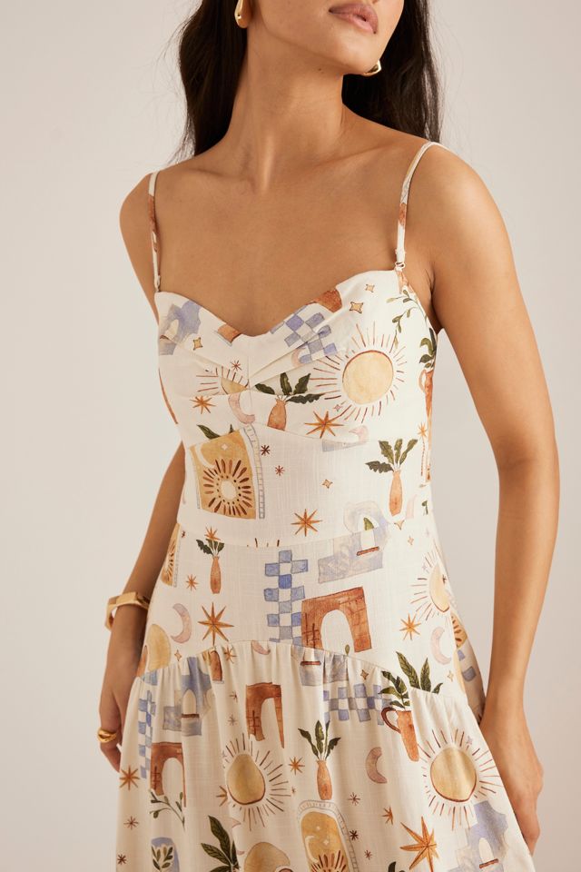 By Anthropologie Ibiza Print Ava Midi Kleid #5