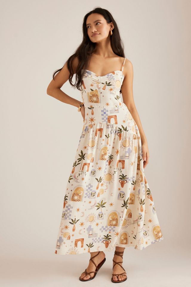 By Anthropologie Ibiza Print Ava Midi Kleid #2