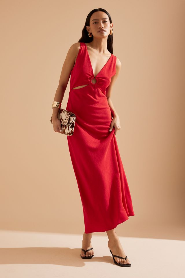 Robe midi en mélange de lin à col en V Lola By Anthropologie #3