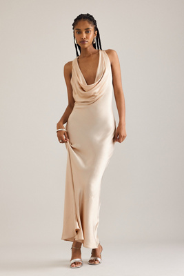By Anthropologie Gracie Cowl-Neck Maxi Slip Dress