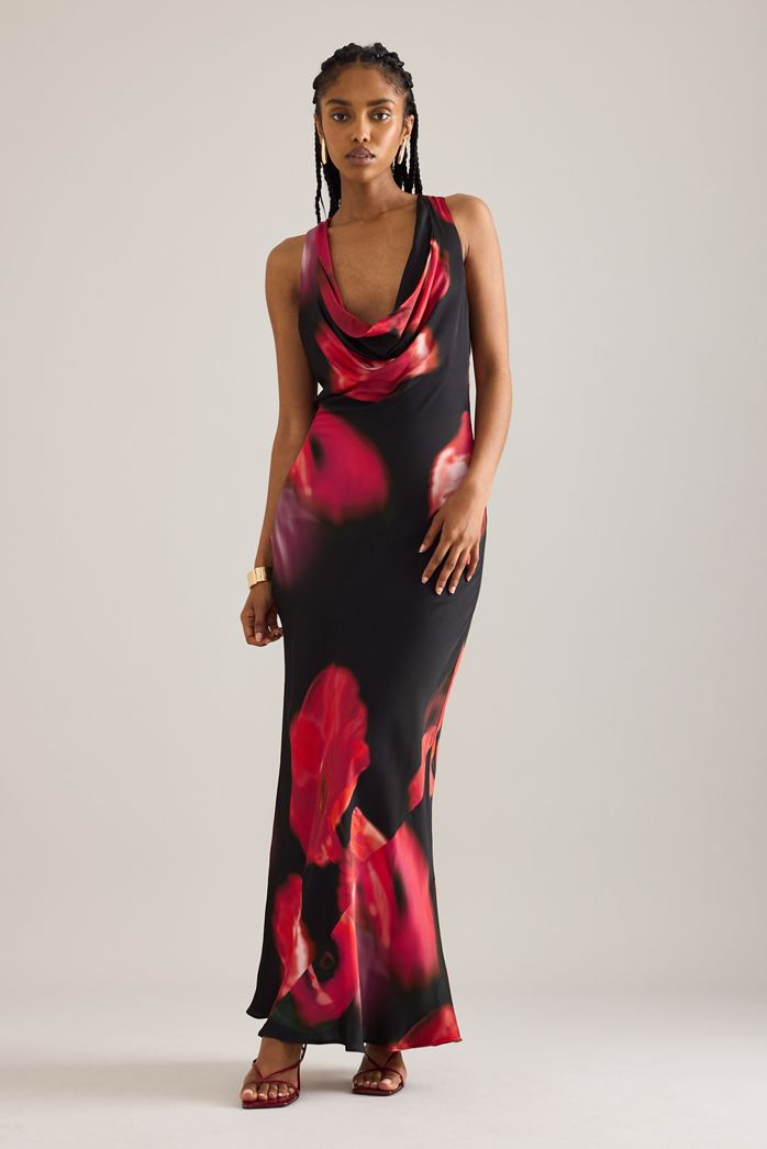 By Anthropologie Gracie Cowl-Neck Maxi Slip Dress