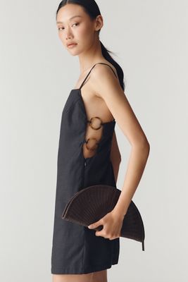 By Anthropologie Smocked Linen Blend Mini Dress
