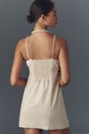 By Anthropologie Smocked Linen Blend Mini Dress