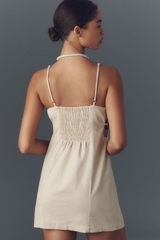 By Anthropologie Smocked Linen Blend Mini Dress #1