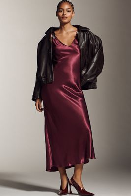 By Anthropologie Sleeveless V-Neck Midi Slip Dress