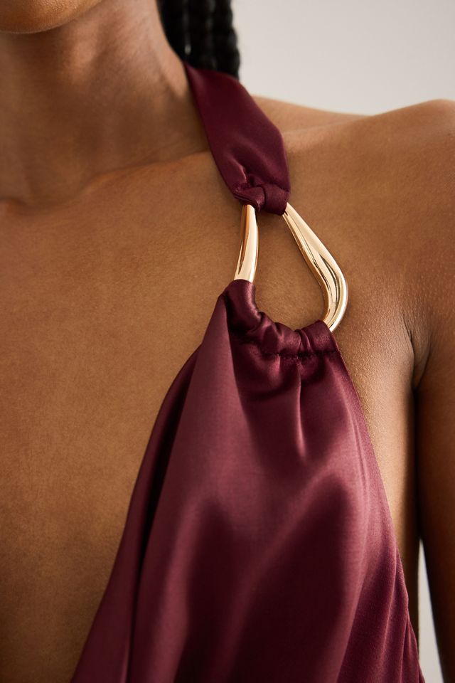 By Anthropologie Abito Mini in Raso con Collo a Cowl Emma #6