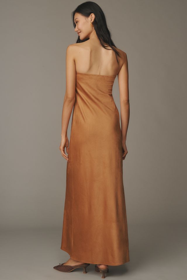 By Anthropologie Strapless Faux-Suede Maxi Dress #2