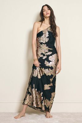 Das Lily One-Shoulder Jacquard Midi Unterkleid