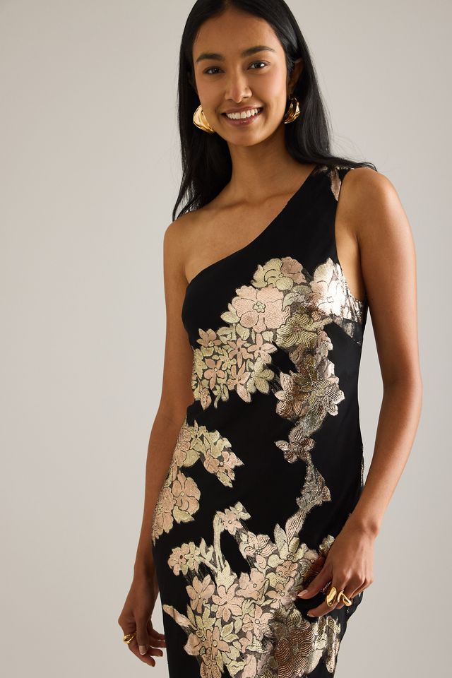 El Vestido Midi de Tirantes Lily de un Solo Hombro en Jacquard #3
