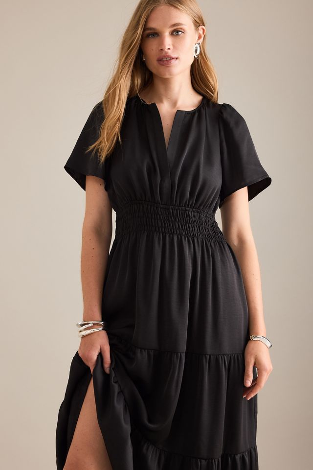 By Anthropologie Satin Waisted Tiered Maxi Dress #5