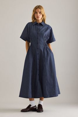 By Anthropologie Vestido Camisero Midi de Mezclilla a Rayas Poppy