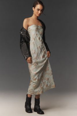 By Anthropologie Brocade Strapless Maxi Dress