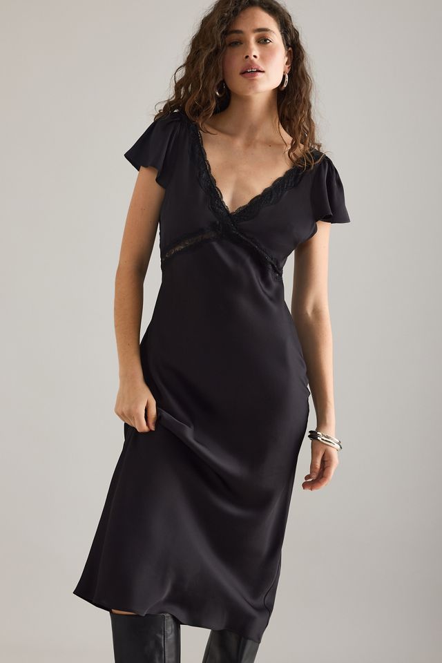 By Anthropologie Midi-Kleid aus Satin mit Spitzenbesatz #3