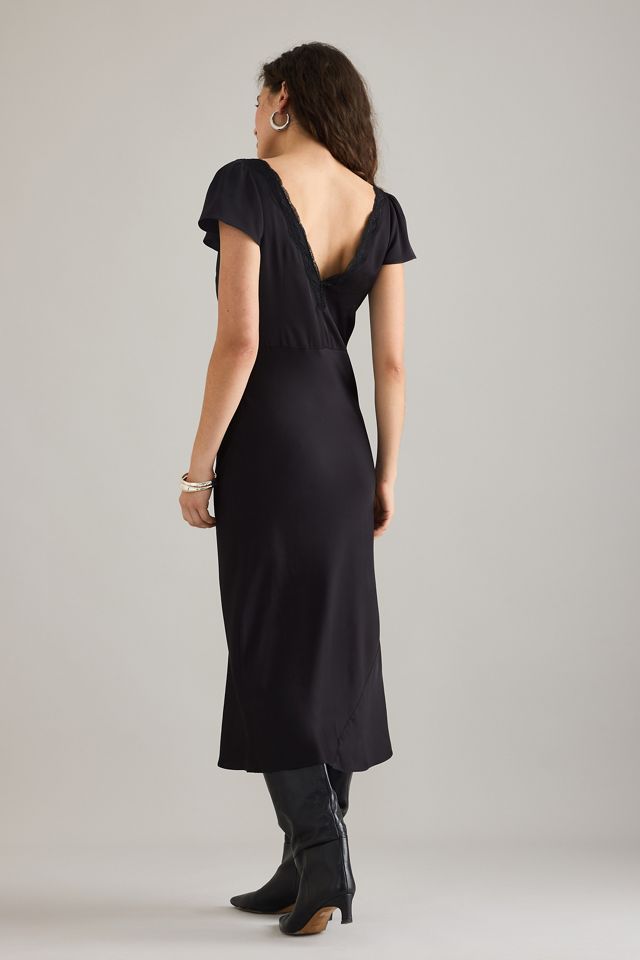 By Anthropologie Midi-Kleid aus Satin mit Spitzenbesatz #1