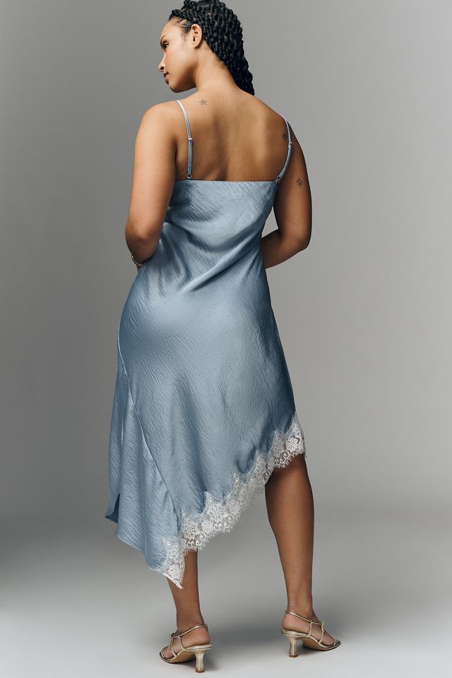 By Anthropologie Asymmetric Sleeveless Lace Slip Dress | Anthropologie