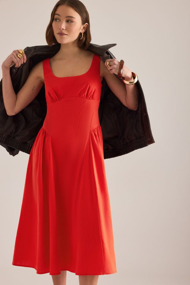 Vestido Midi Reloj de Arena de Algodón y Lino Livy By Anthropologie #2