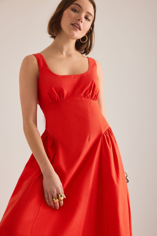 Vestido Midi Reloj de Arena de Algodón y Lino Livy By Anthropologie #3