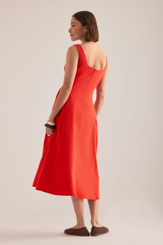 Vestido Midi Reloj de Arena de Algodón y Lino Livy By Anthropologie #1